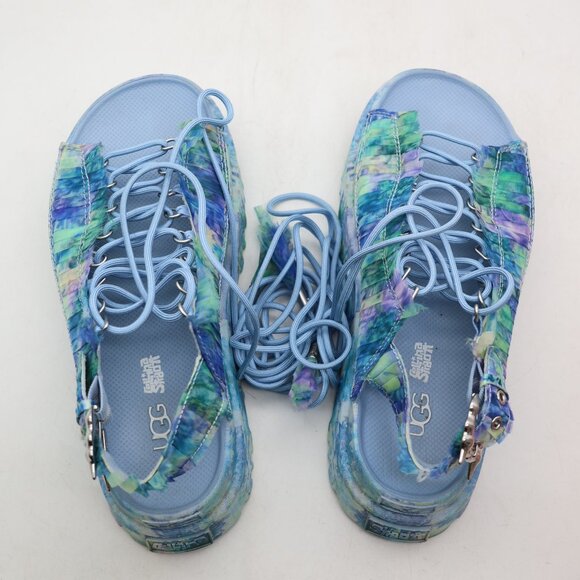 UGG X Collina Straga Goldenglow Platform Women's 8 Blue Floral Gladiator Sandals - Picture 8 of 12